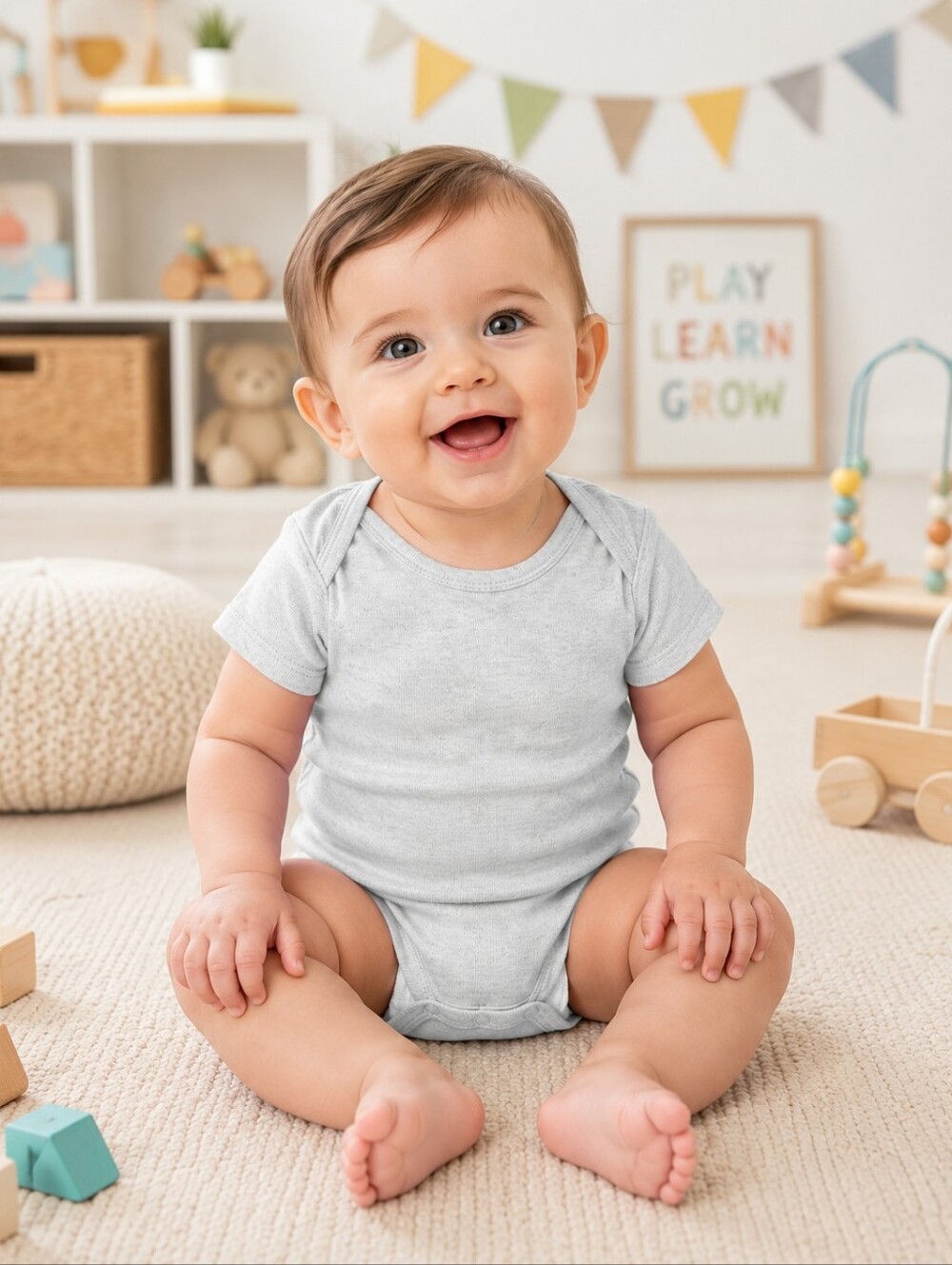 Baby Gap Gray Short Sleeve Bodysuit One Piece 6-12 Months Unisex Baby Basic